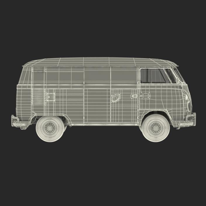 3D Volkswagen Type 2 Panel Van Rigged Blue 2