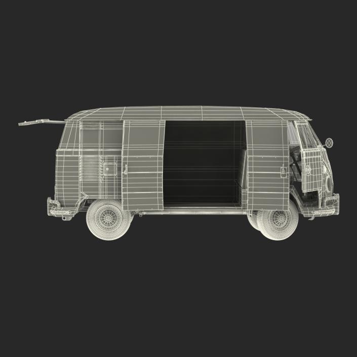 3D Volkswagen Type 2 Panel Van Rigged Blue 2