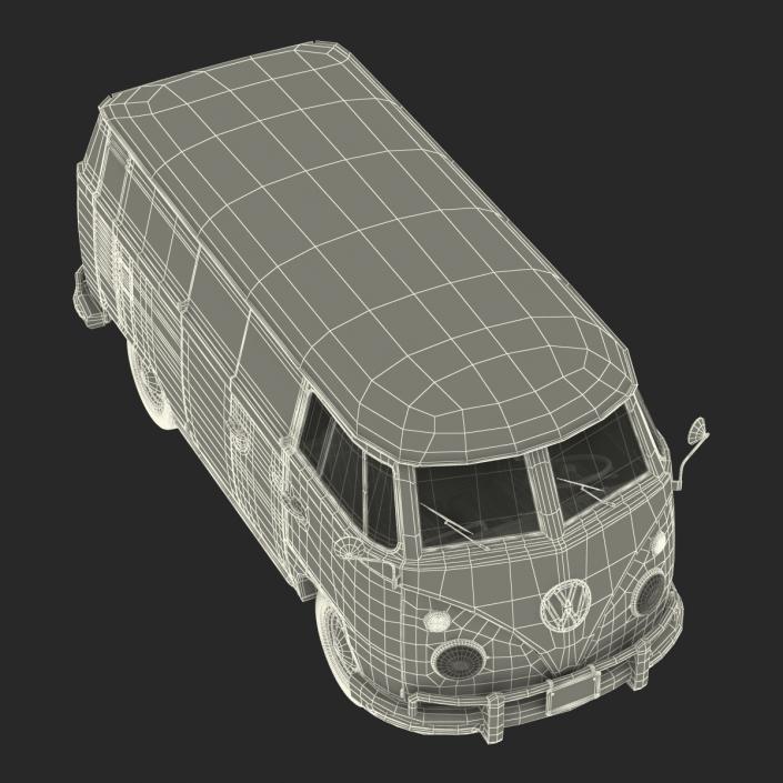 3D Volkswagen Type 2 Panel Van Rigged Blue 2