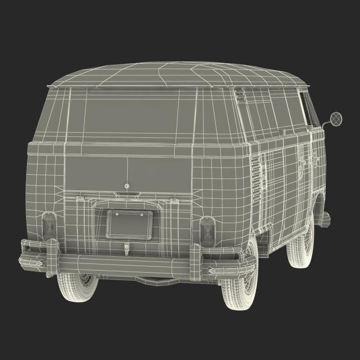 3D Volkswagen Type 2 Panel Van Rigged Blue 2