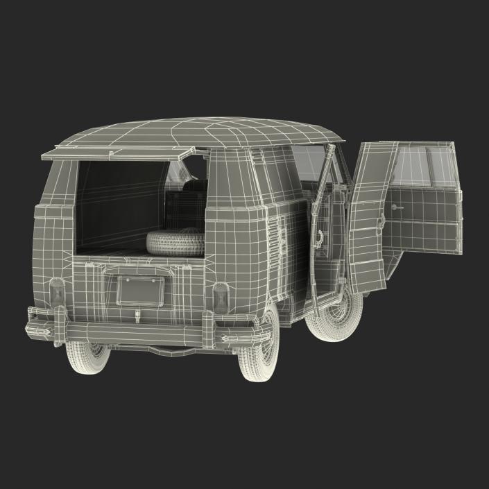 3D Volkswagen Type 2 Panel Van Rigged Blue 2