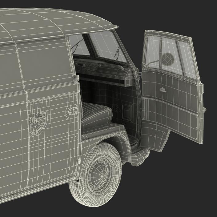 3D Volkswagen Type 2 Panel Van Rigged Blue 2