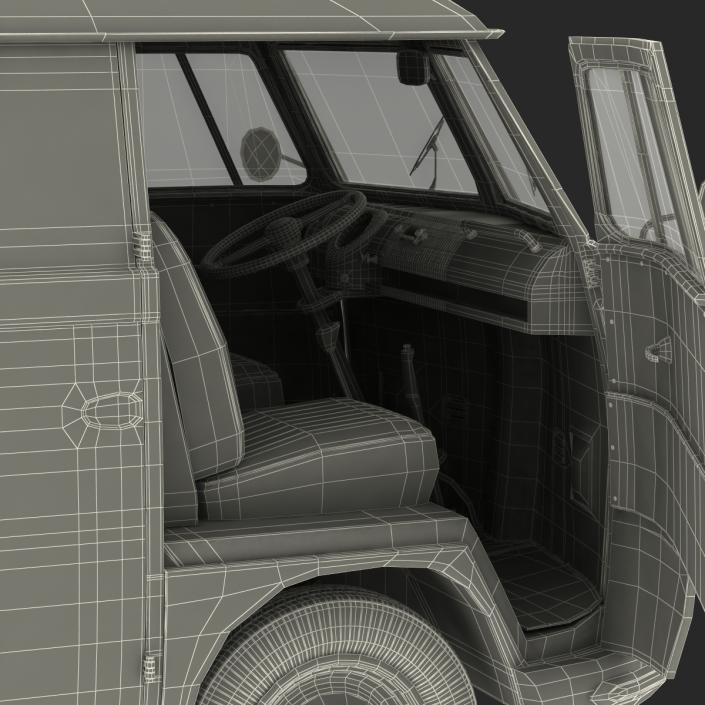 3D Volkswagen Type 2 Panel Van Rigged Blue 2