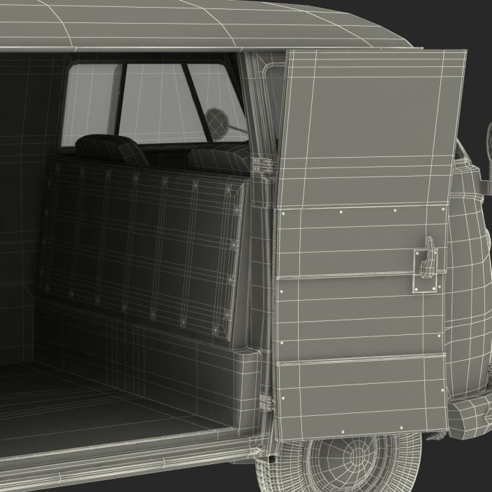 3D Volkswagen Type 2 Panel Van Rigged Blue 2