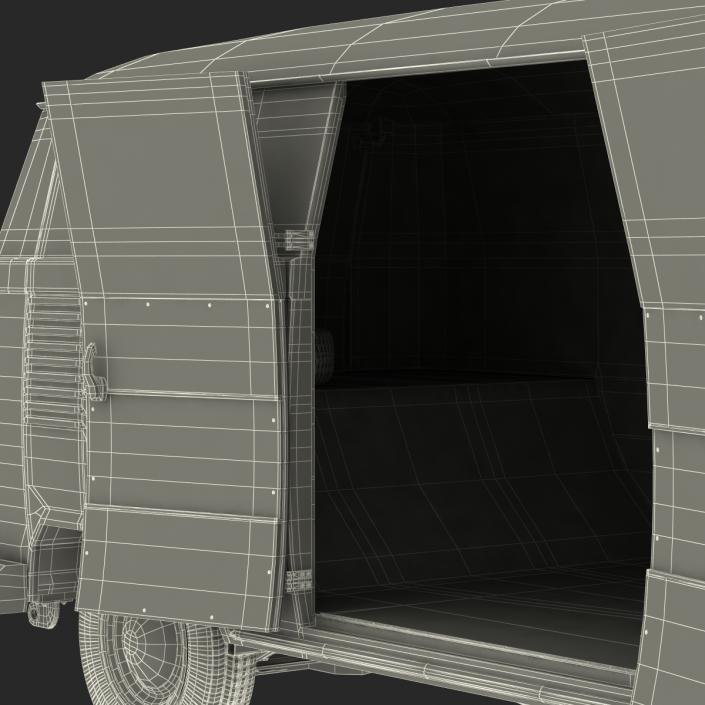 3D Volkswagen Type 2 Panel Van Rigged Blue 2