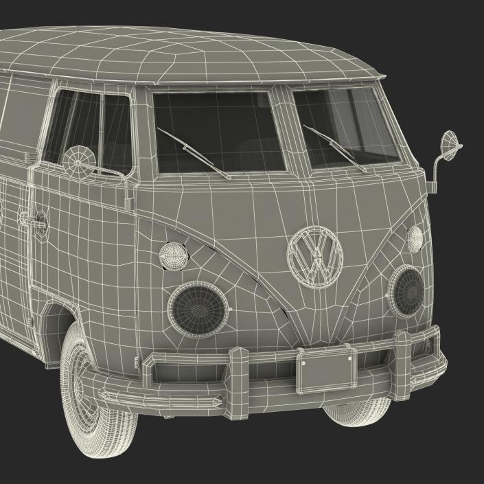 3D Volkswagen Type 2 Panel Van Rigged Blue 2