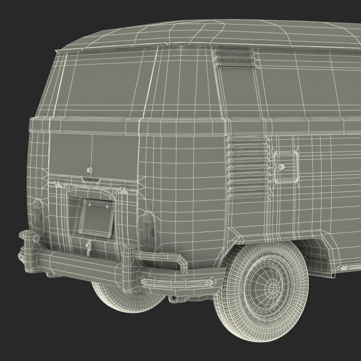 3D Volkswagen Type 2 Panel Van Rigged Blue 2