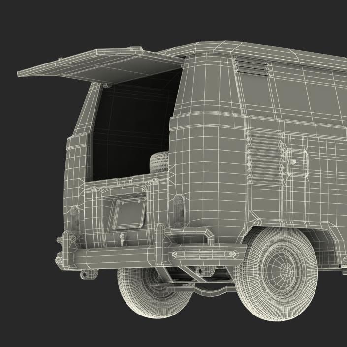 3D Volkswagen Type 2 Panel Van Rigged Blue 2