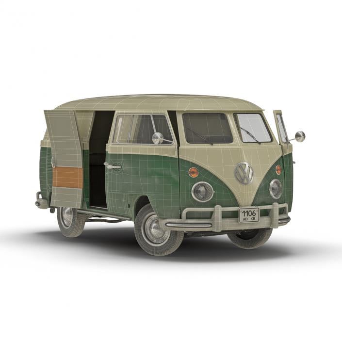 3D model Volkswagen Type 2 Panel Van Rigged Green