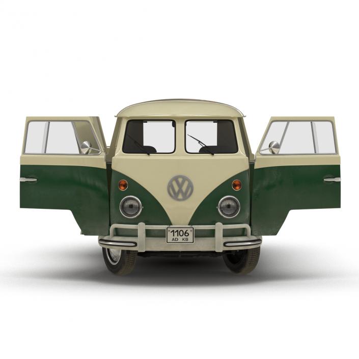 3D model Volkswagen Type 2 Panel Van Rigged Green