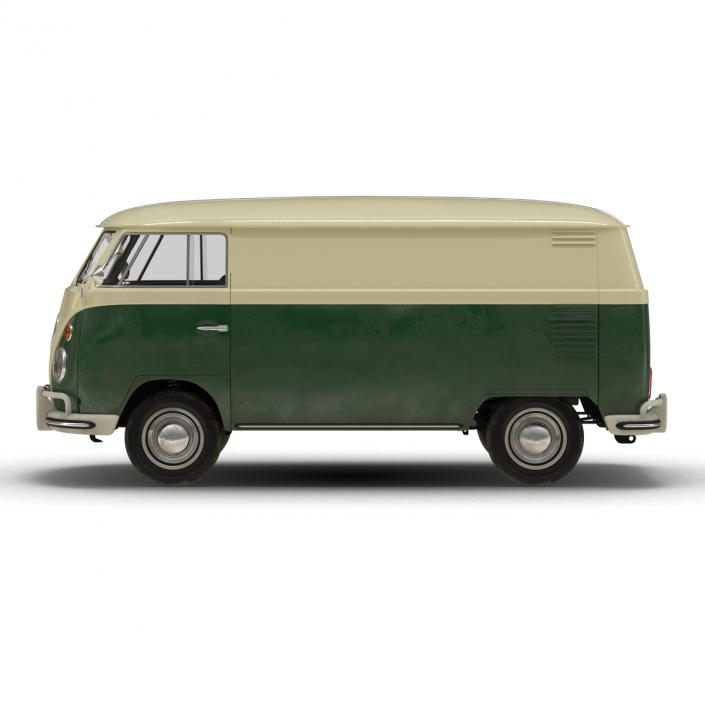 3D model Volkswagen Type 2 Panel Van Rigged Green