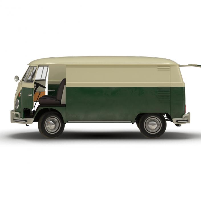 3D model Volkswagen Type 2 Panel Van Rigged Green