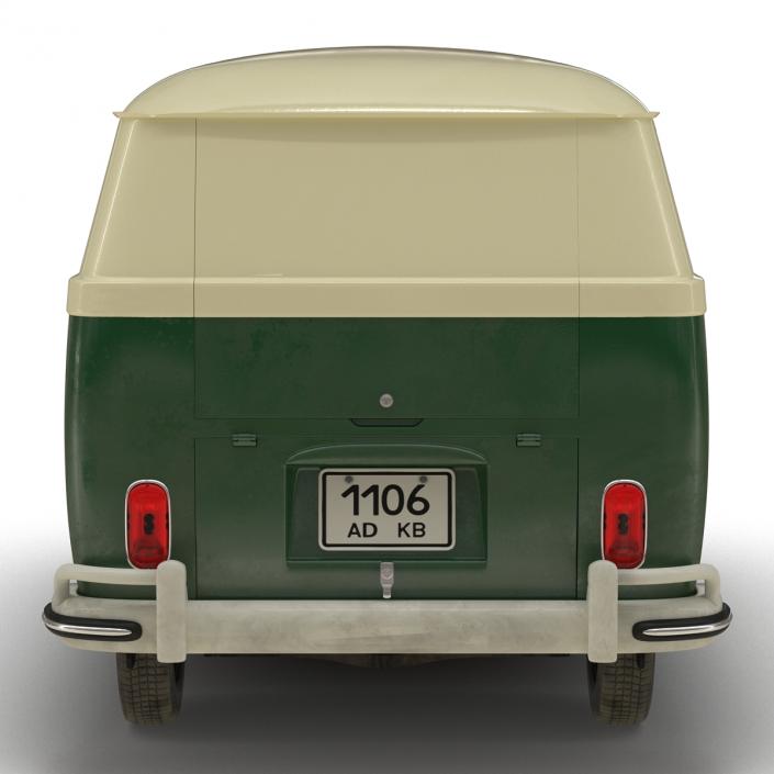 3D model Volkswagen Type 2 Panel Van Rigged Green