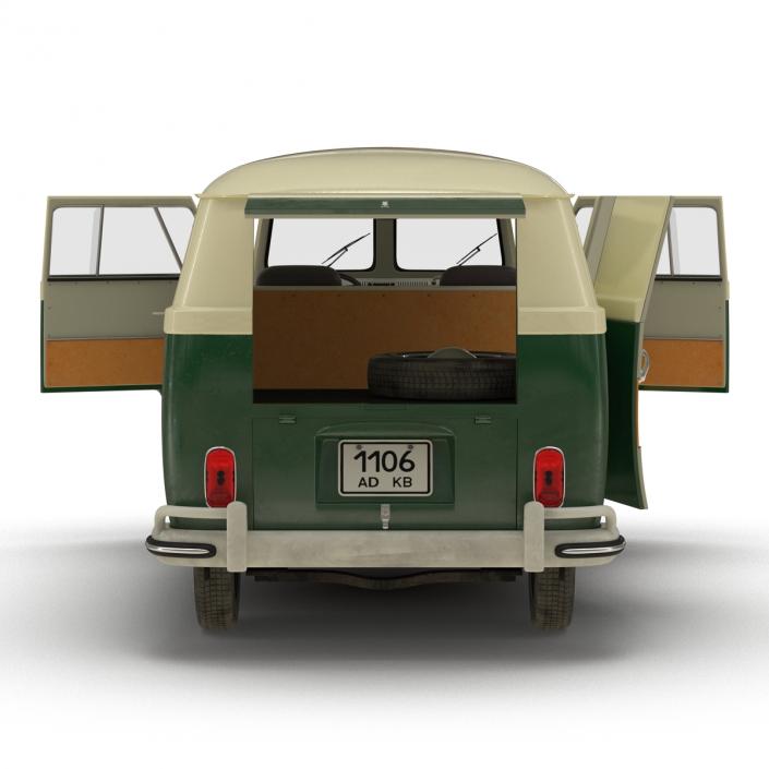 3D model Volkswagen Type 2 Panel Van Rigged Green