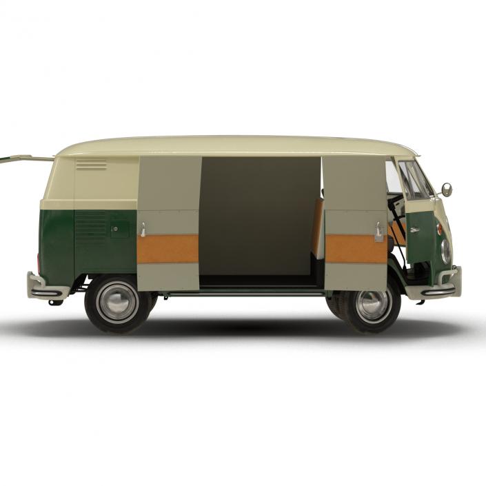 3D model Volkswagen Type 2 Panel Van Rigged Green