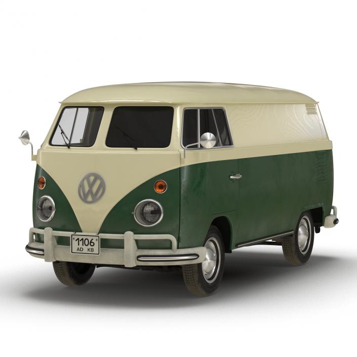 3D model Volkswagen Type 2 Panel Van Rigged Green