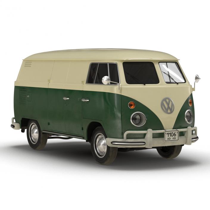 3D model Volkswagen Type 2 Panel Van Rigged Green