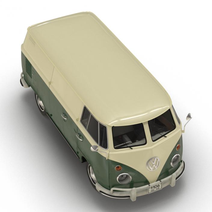 3D model Volkswagen Type 2 Panel Van Rigged Green