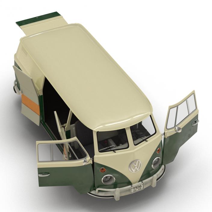 3D model Volkswagen Type 2 Panel Van Rigged Green