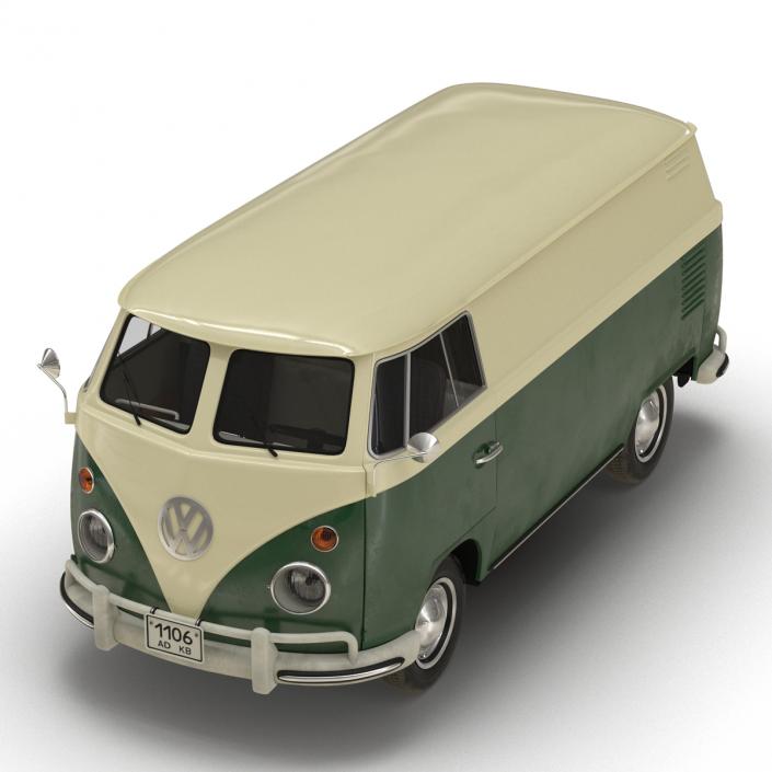 3D model Volkswagen Type 2 Panel Van Rigged Green