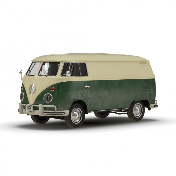 3D model Volkswagen Type 2 Panel Van Rigged Green