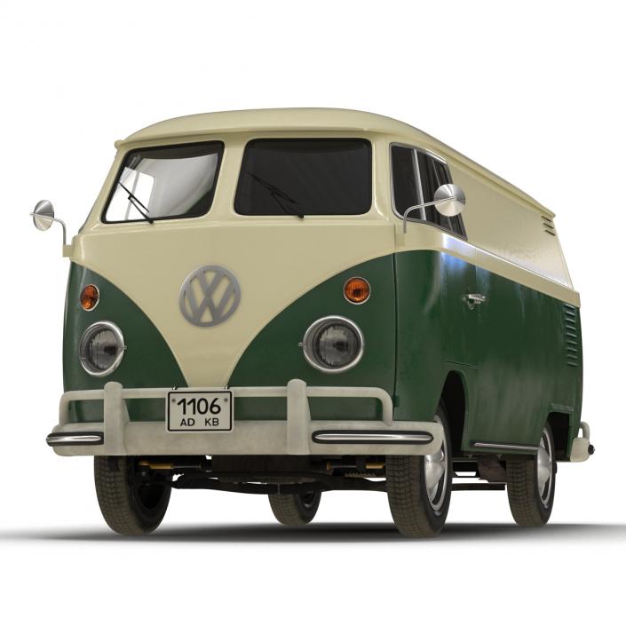 3D model Volkswagen Type 2 Panel Van Rigged Green