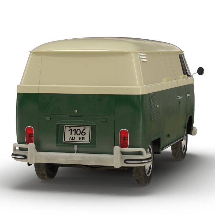 3D model Volkswagen Type 2 Panel Van Rigged Green