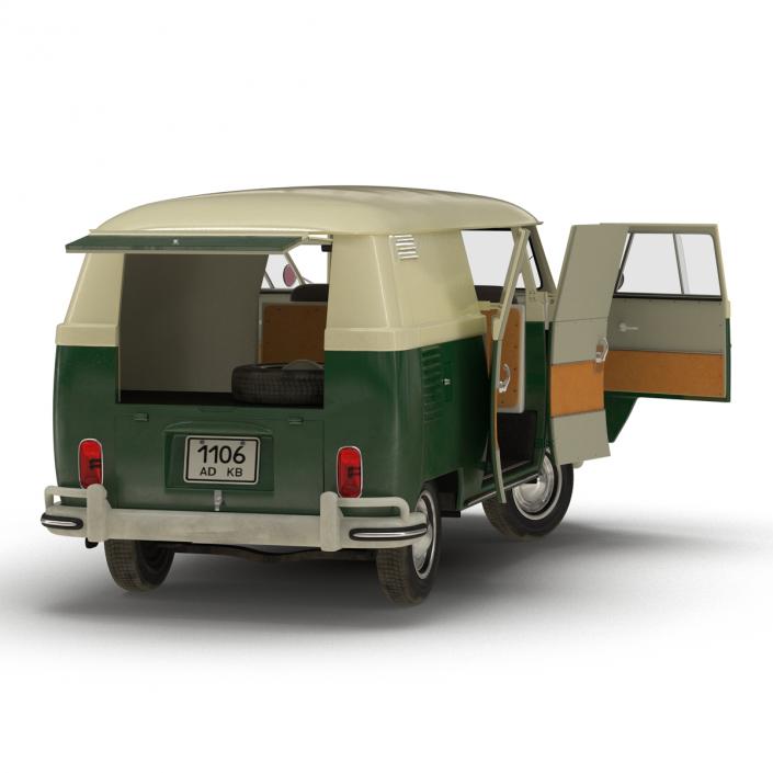 3D model Volkswagen Type 2 Panel Van Rigged Green