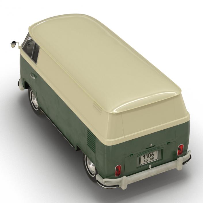 3D model Volkswagen Type 2 Panel Van Rigged Green