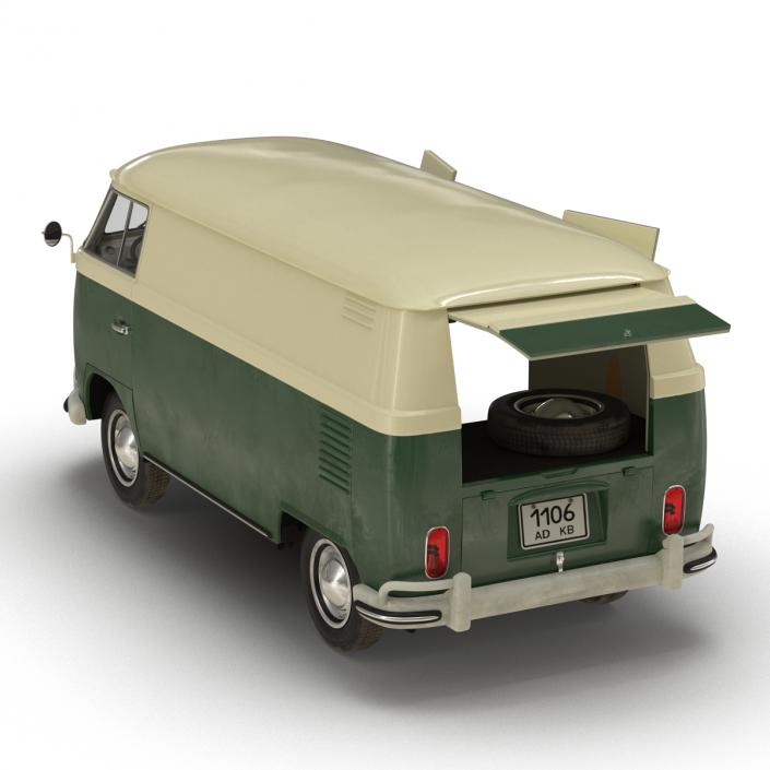 3D model Volkswagen Type 2 Panel Van Rigged Green