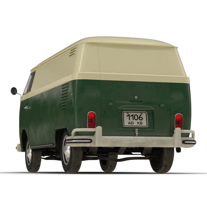 3D model Volkswagen Type 2 Panel Van Rigged Green