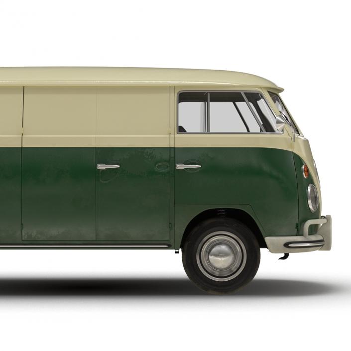 3D model Volkswagen Type 2 Panel Van Rigged Green