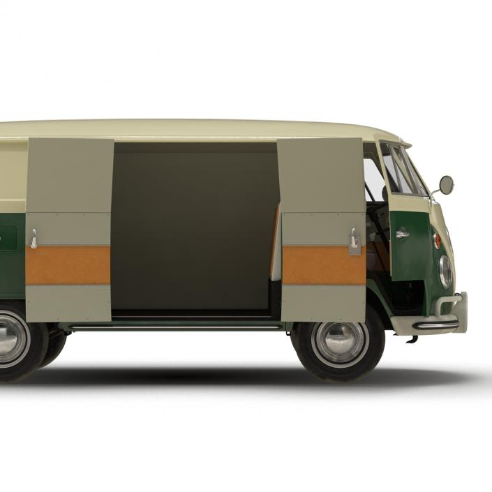 3D model Volkswagen Type 2 Panel Van Rigged Green