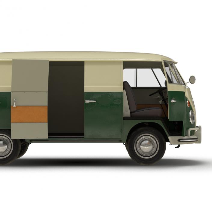 3D model Volkswagen Type 2 Panel Van Rigged Green