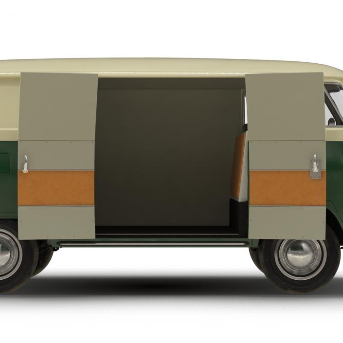 3D model Volkswagen Type 2 Panel Van Rigged Green