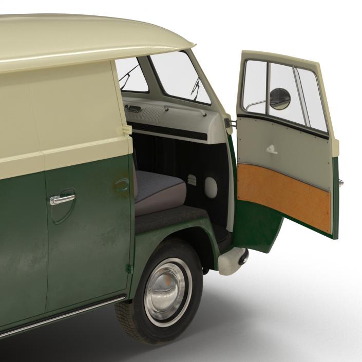 3D model Volkswagen Type 2 Panel Van Rigged Green