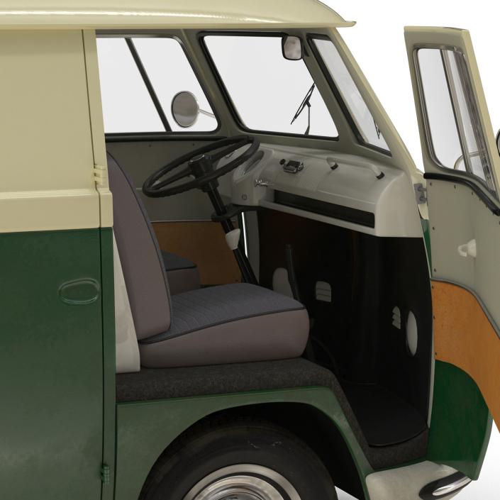 3D model Volkswagen Type 2 Panel Van Rigged Green