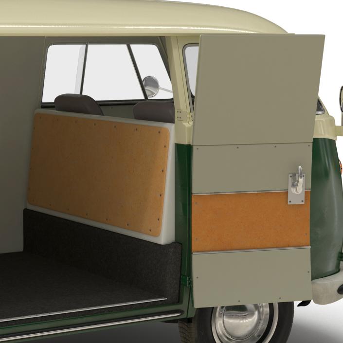 3D model Volkswagen Type 2 Panel Van Rigged Green