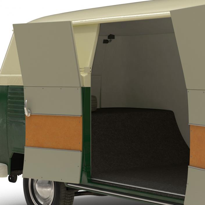 3D model Volkswagen Type 2 Panel Van Rigged Green