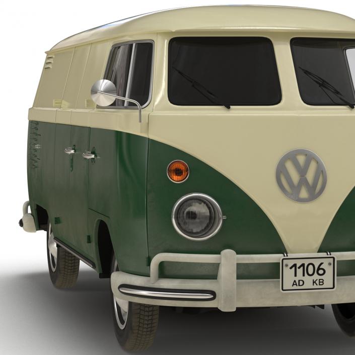 3D model Volkswagen Type 2 Panel Van Rigged Green