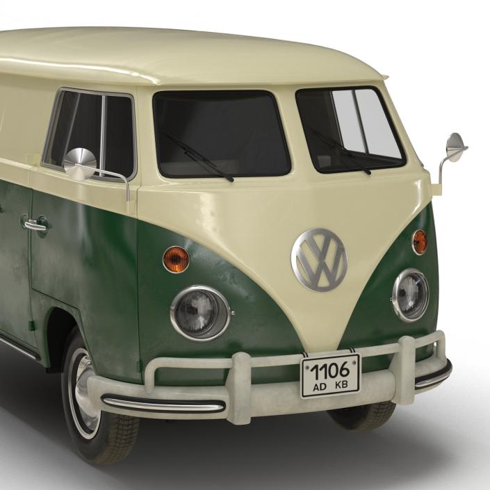 3D model Volkswagen Type 2 Panel Van Rigged Green