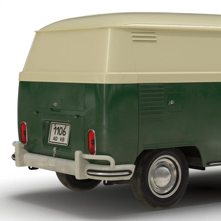 3D model Volkswagen Type 2 Panel Van Rigged Green