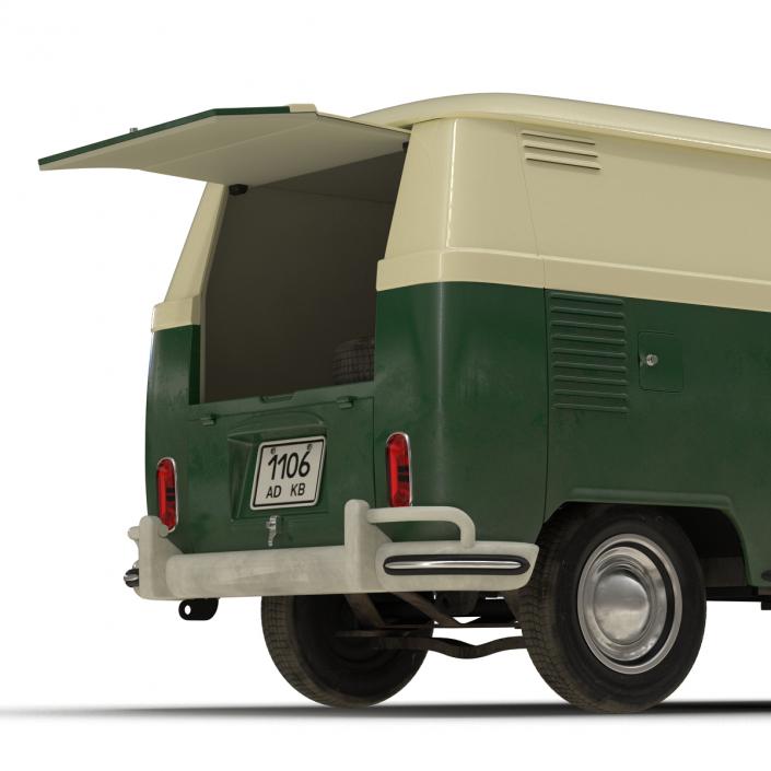 3D model Volkswagen Type 2 Panel Van Rigged Green