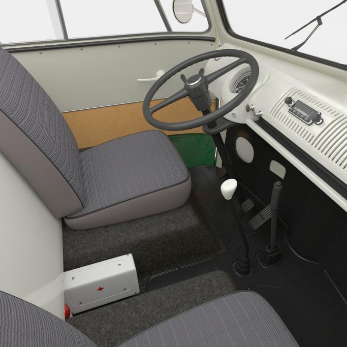 3D model Volkswagen Type 2 Panel Van Rigged Green