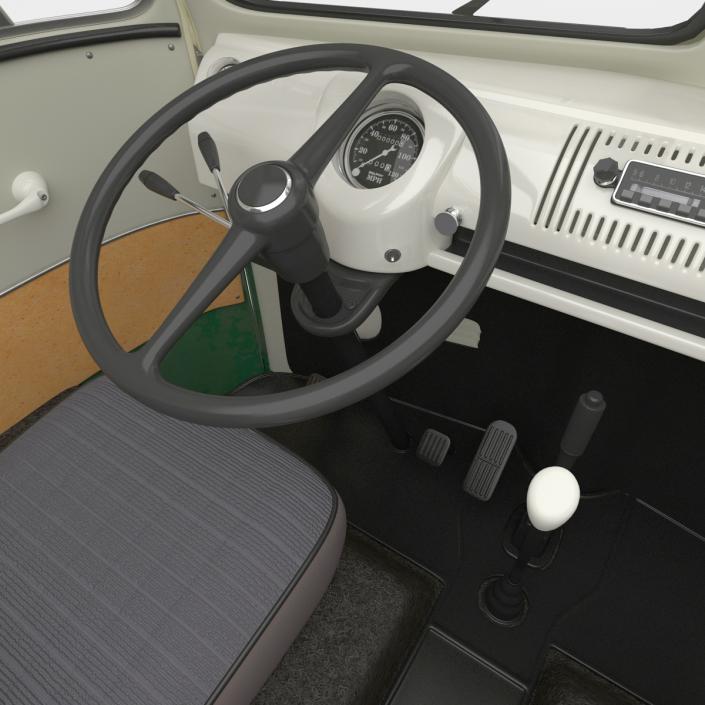 3D model Volkswagen Type 2 Panel Van Rigged Green