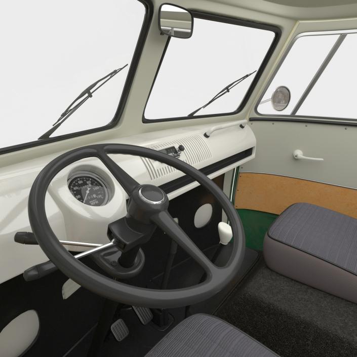 3D model Volkswagen Type 2 Panel Van Rigged Green