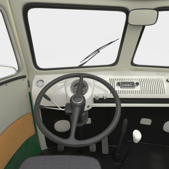 3D model Volkswagen Type 2 Panel Van Rigged Green