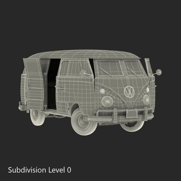 3D model Volkswagen Type 2 Panel Van Rigged Green