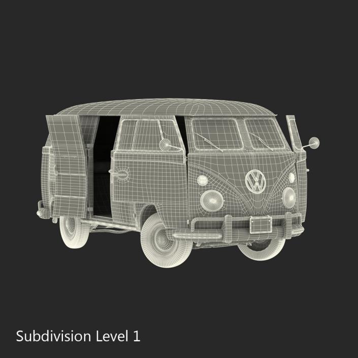 3D model Volkswagen Type 2 Panel Van Rigged Green