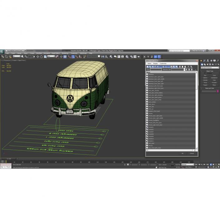 3D model Volkswagen Type 2 Panel Van Rigged Green